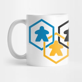 Meeples on the hexagon patch Mug